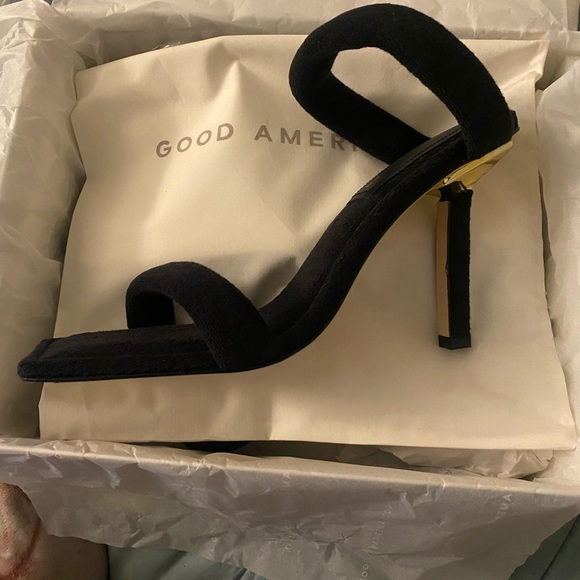 NIB Good American Women's Terry Slip On High Heel Sandals - Picture 5 of 7